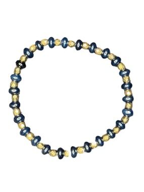 Died quartz with plated hematite bracelet stretchy handmade